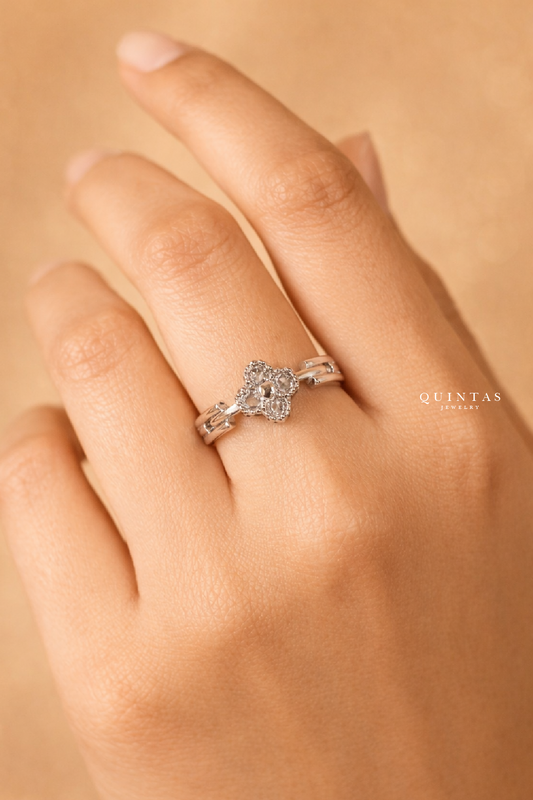 Heirloom Clover Silver Ring (Adjustable)