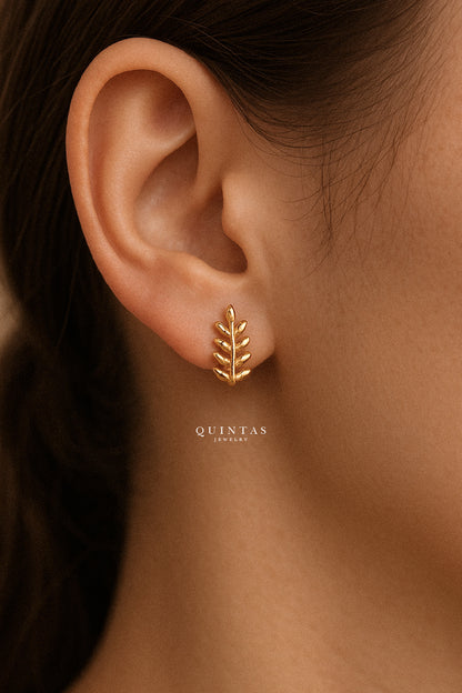 Golden Fern Stud Earrings