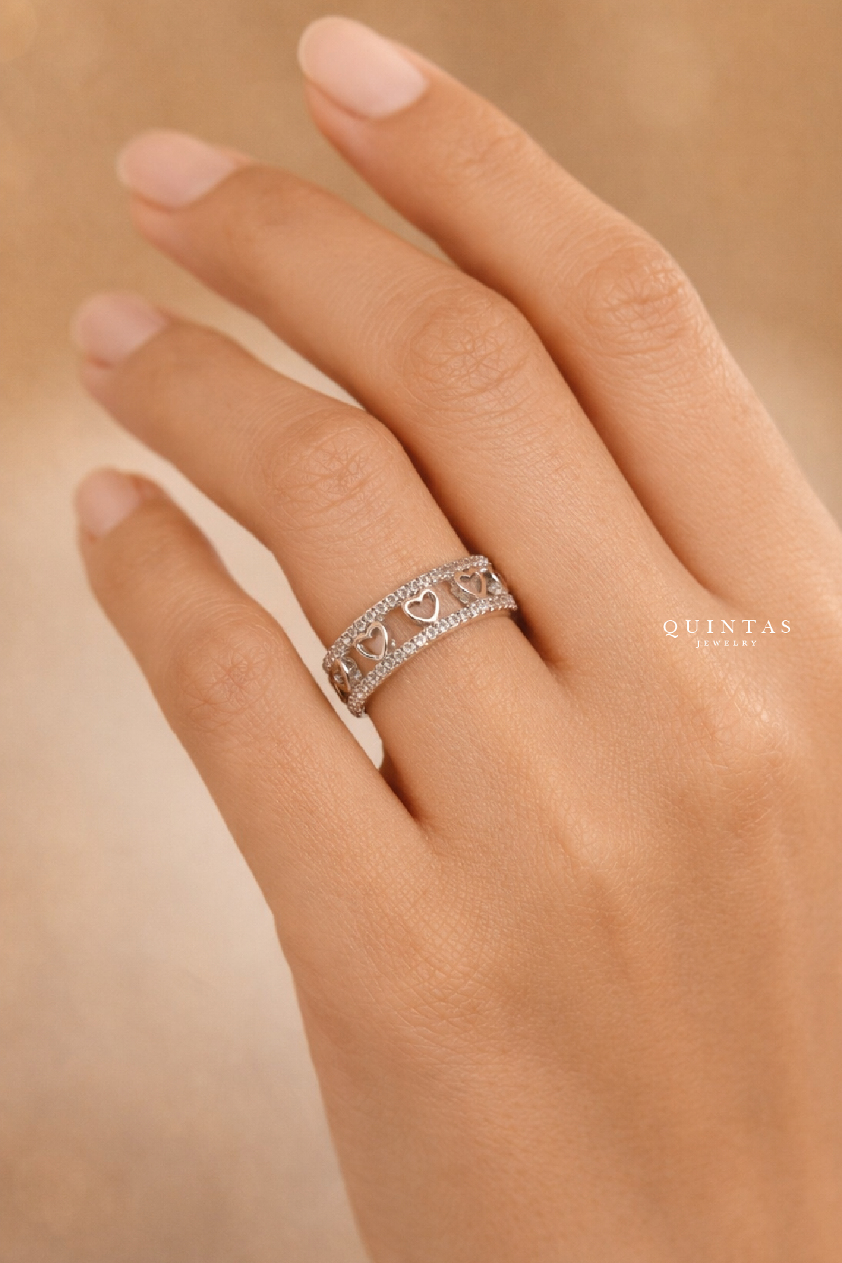 Valeria Silver Heart Ring (Adjustable)