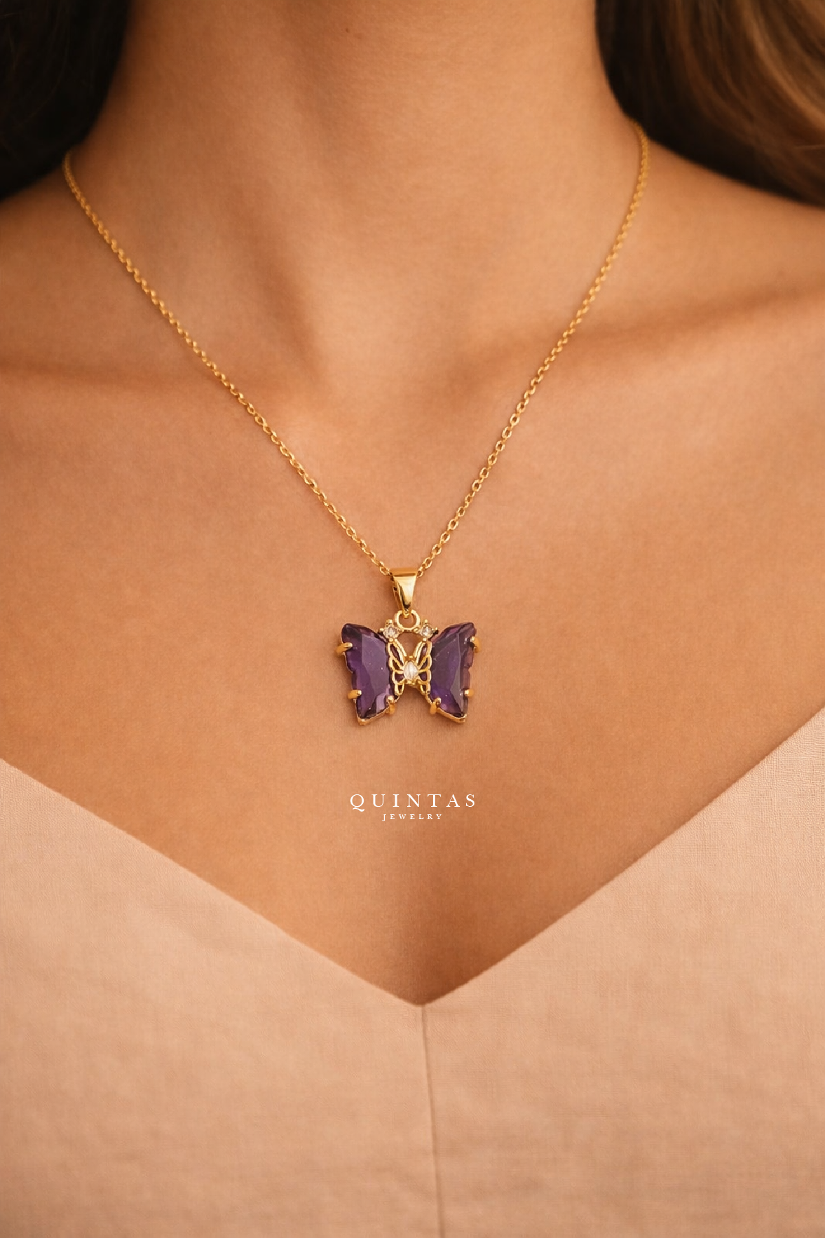 Gemstone Butterfly Necklace