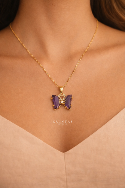 Gemstone Butterfly Necklace