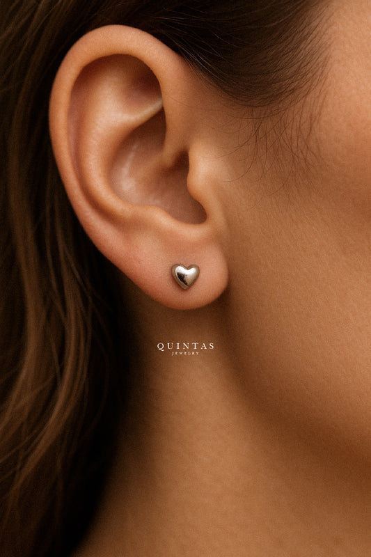 Classic Heart Silver Stud Earrings