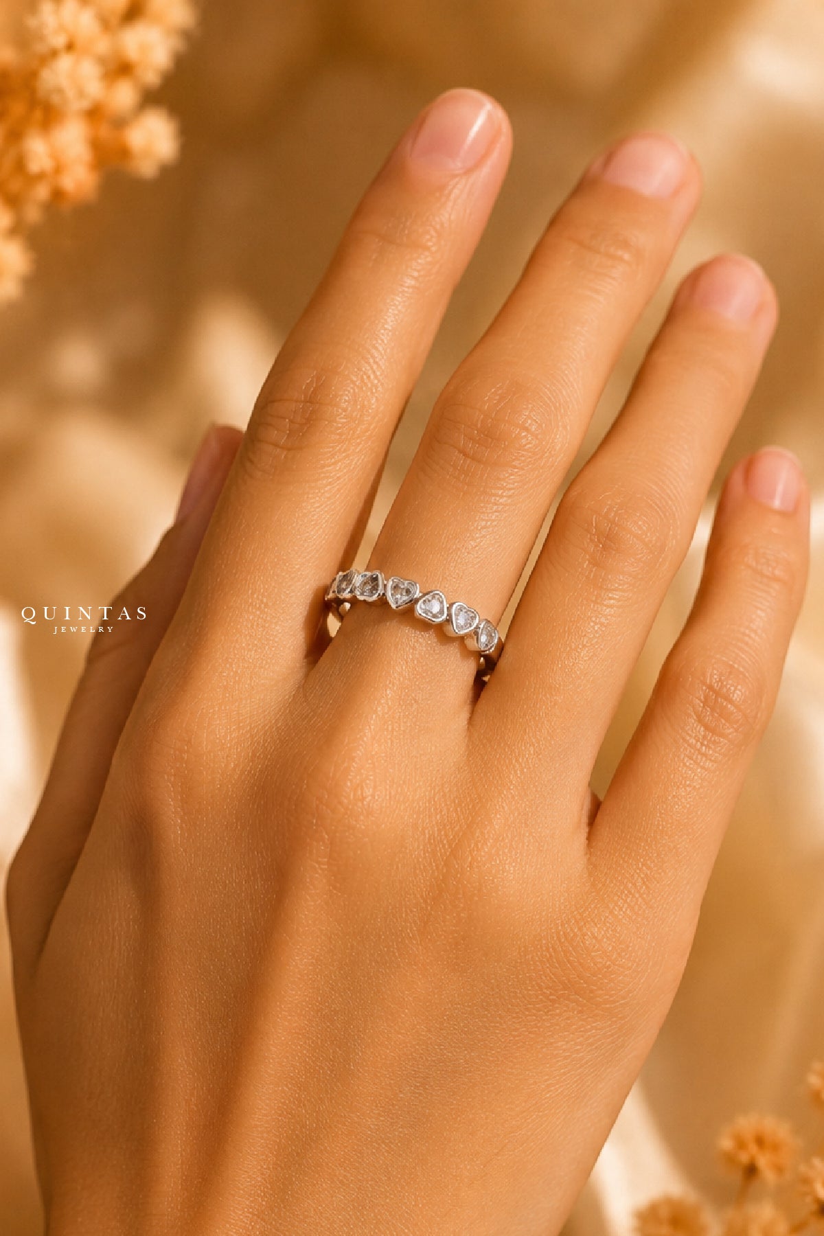 Atalia Forever Hearts Silver Ring (Adjustable)