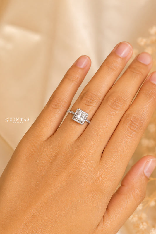 Seraphina Square Diamond Silver Ring (Adjustable)