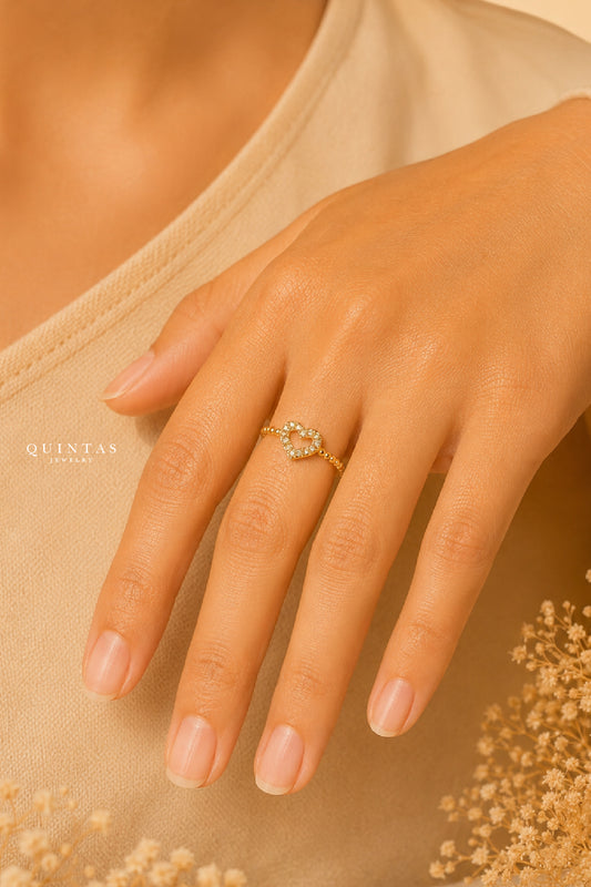 Bella Heart Bead Ring (Adjustable)
