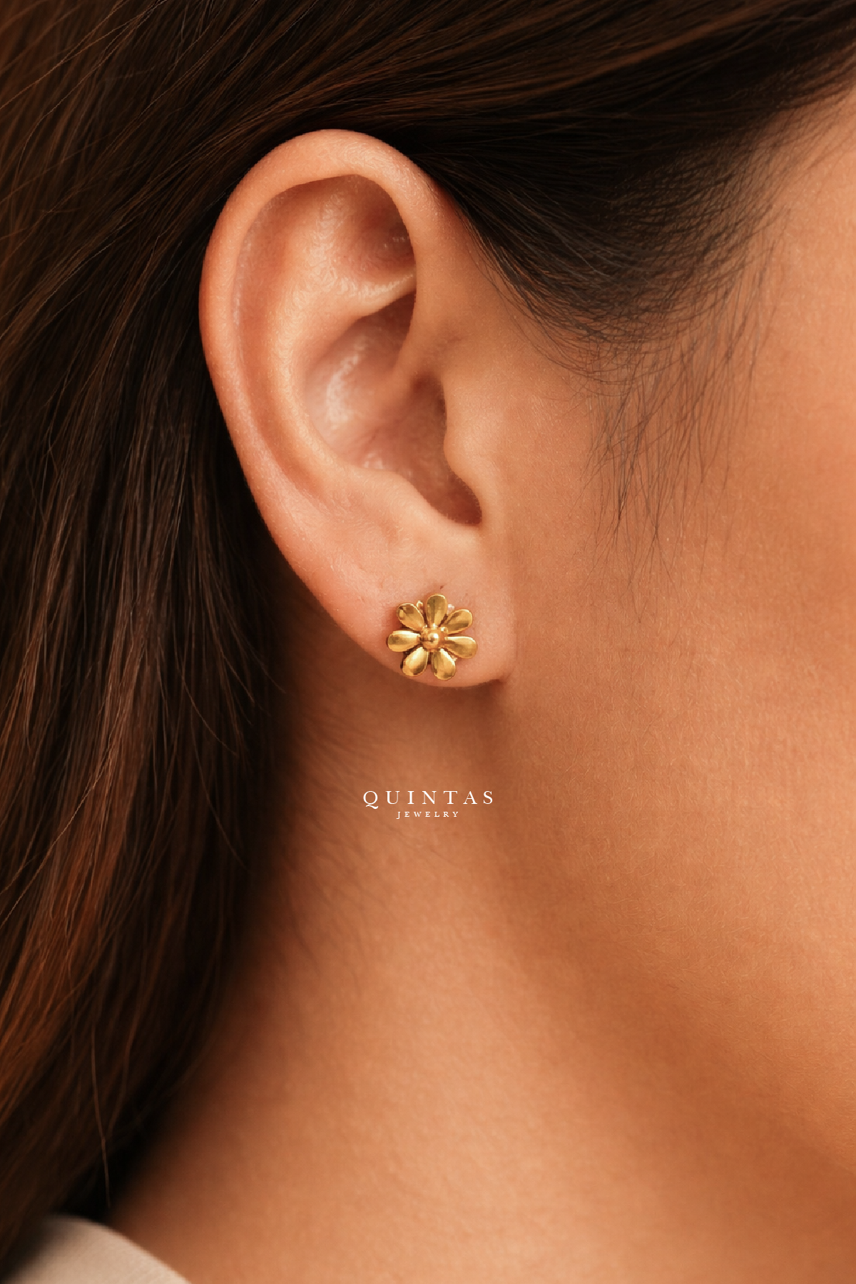 Roselle Flower Stud Earrings