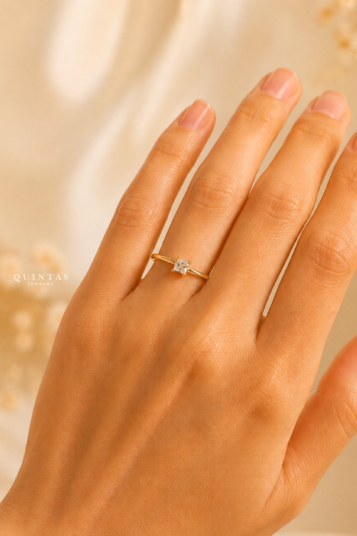 Classic Diamond Square Ring (Adjustable)