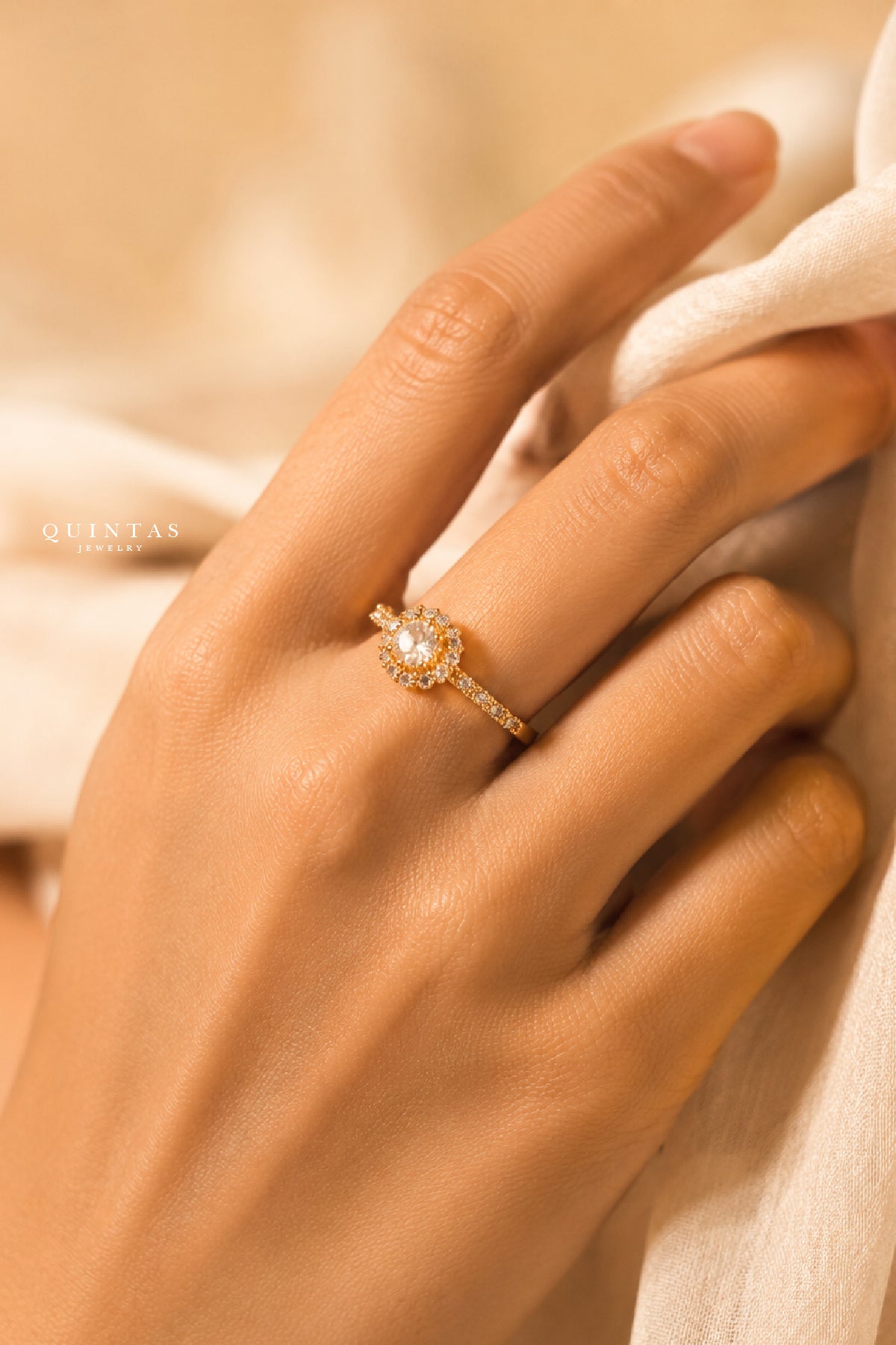 Sophia Majestic Diamond Gold Ring (Adjustable)