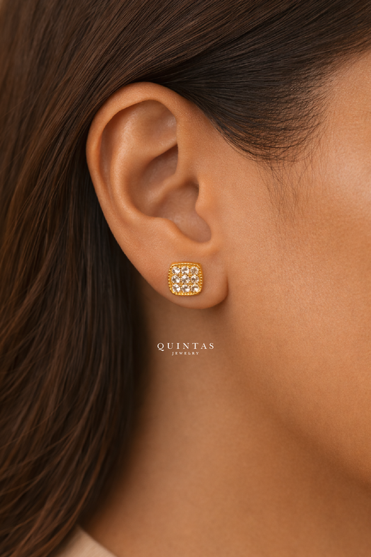 Luster Square Stud Earrings
