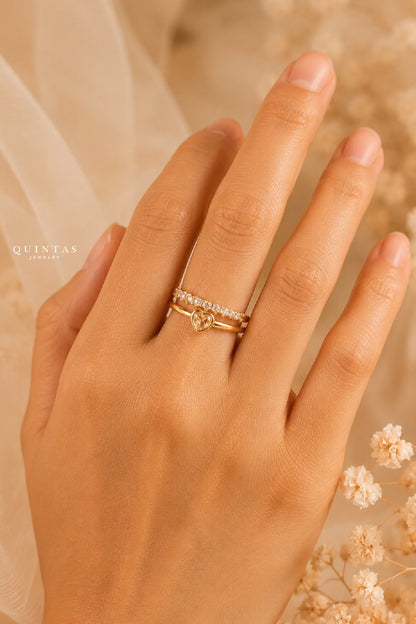 Tiara Heart Diamond Ring (Adjustable)