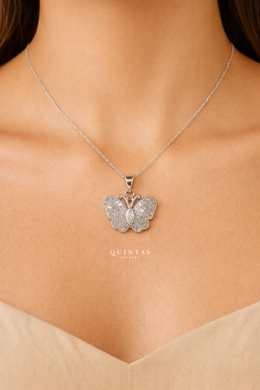 Jane Butterfly Silver Necklace