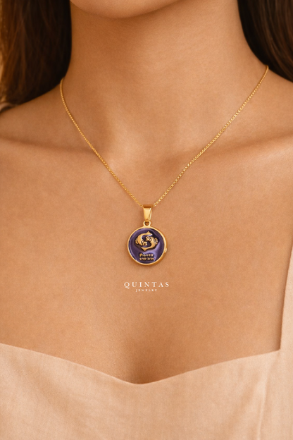 Black Coin Zodiac Sign Necklace