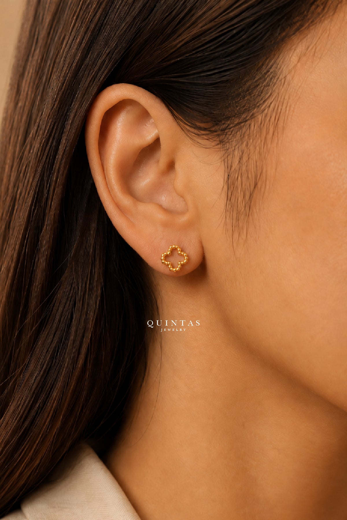 Golden Clover Stud Earrings