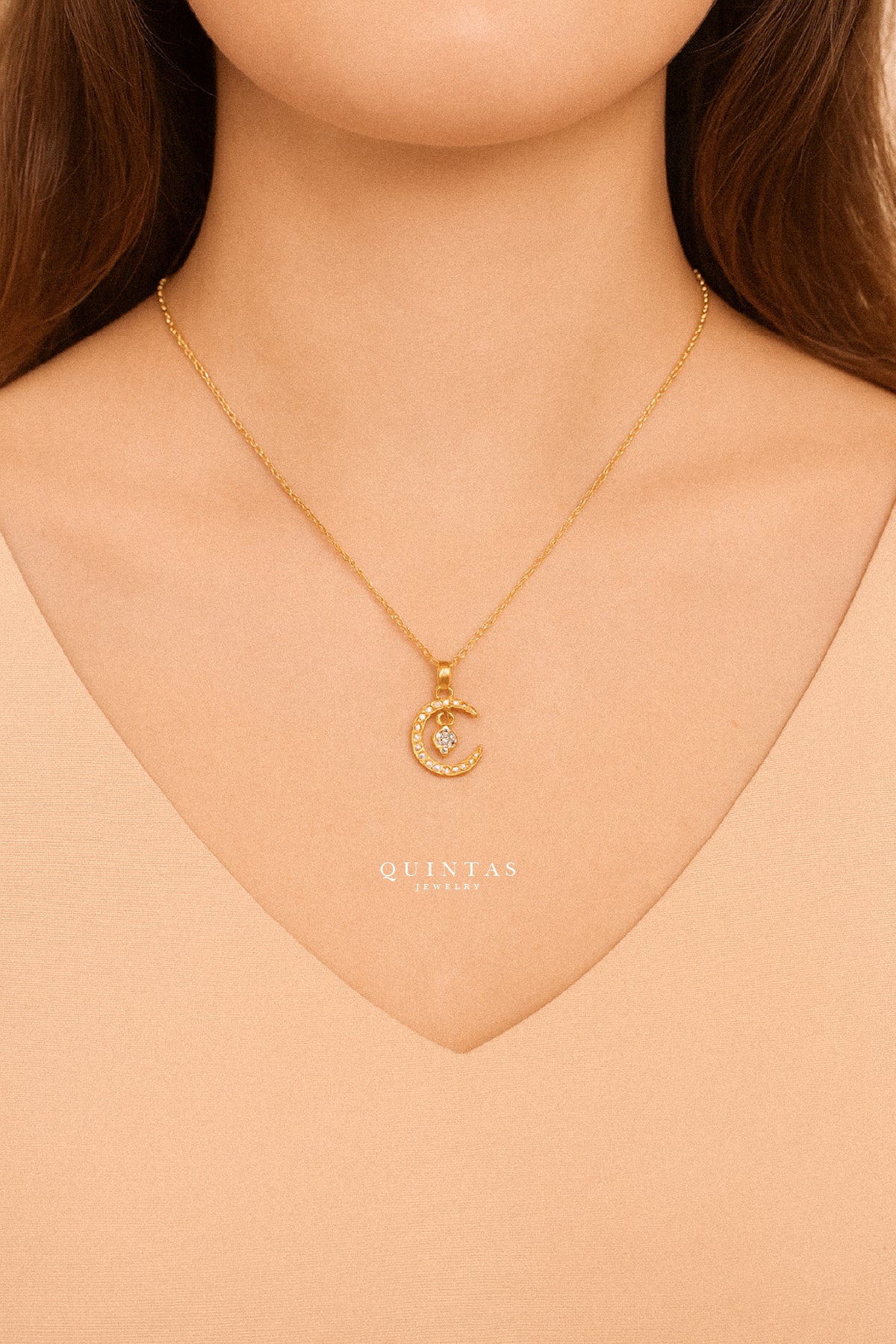 Diamond Moonstone Necklace