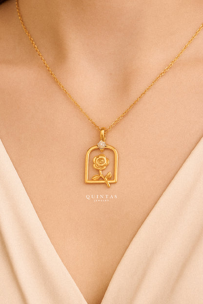 Belle's Diamond Rose Necklace