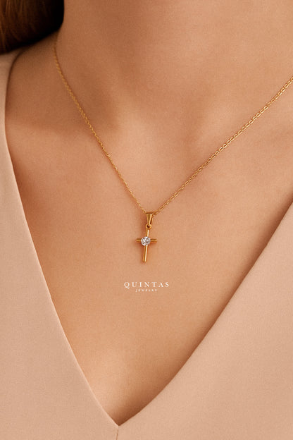Dainty Cross Diamond Necklace