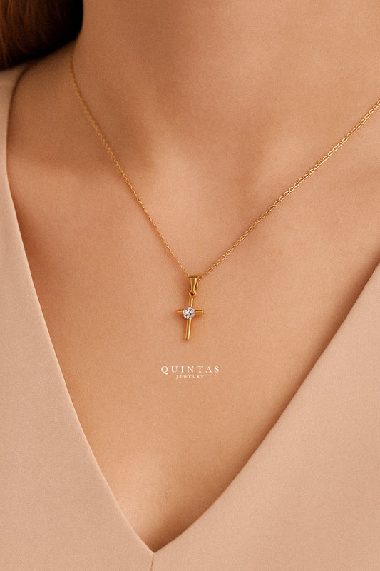 Dainty Cross Diamond Necklace