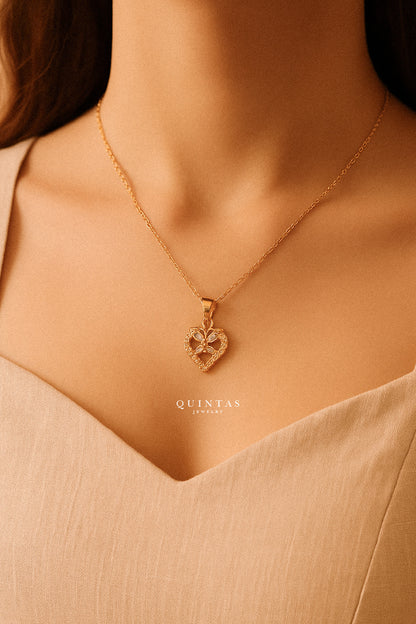 Butterfly Diamond Heart Necklace