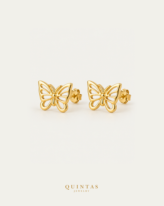 Belle Butterfly Stud Earrings pair, main angle with visible pushback stems