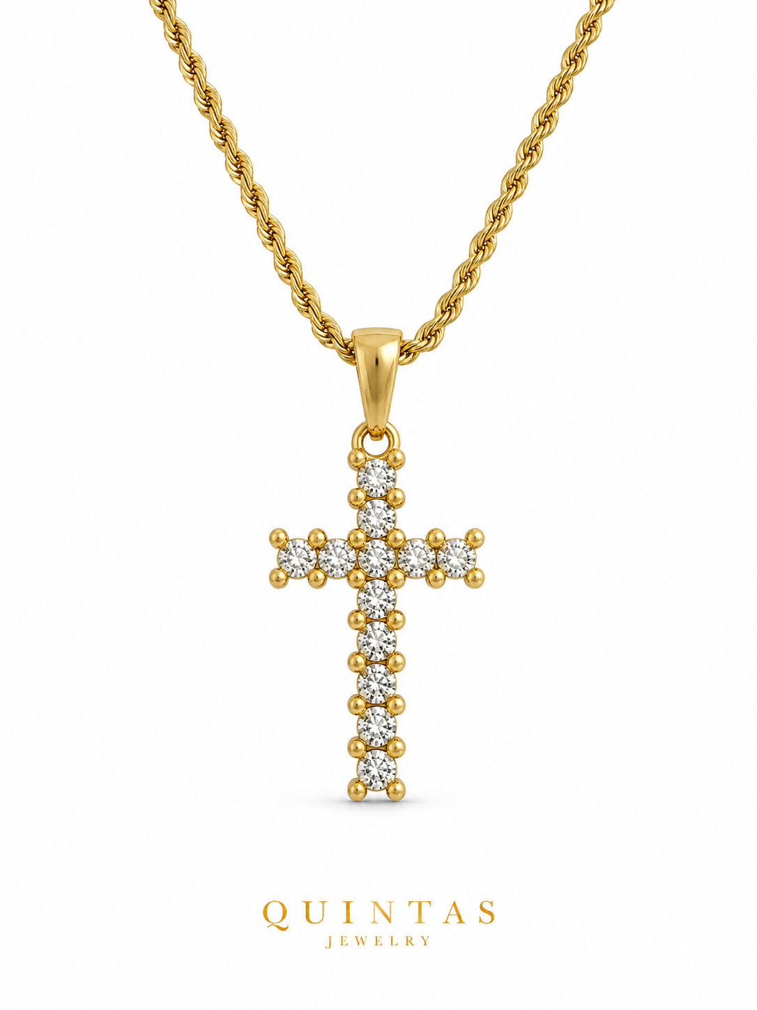Iced Cross Rope Necklace