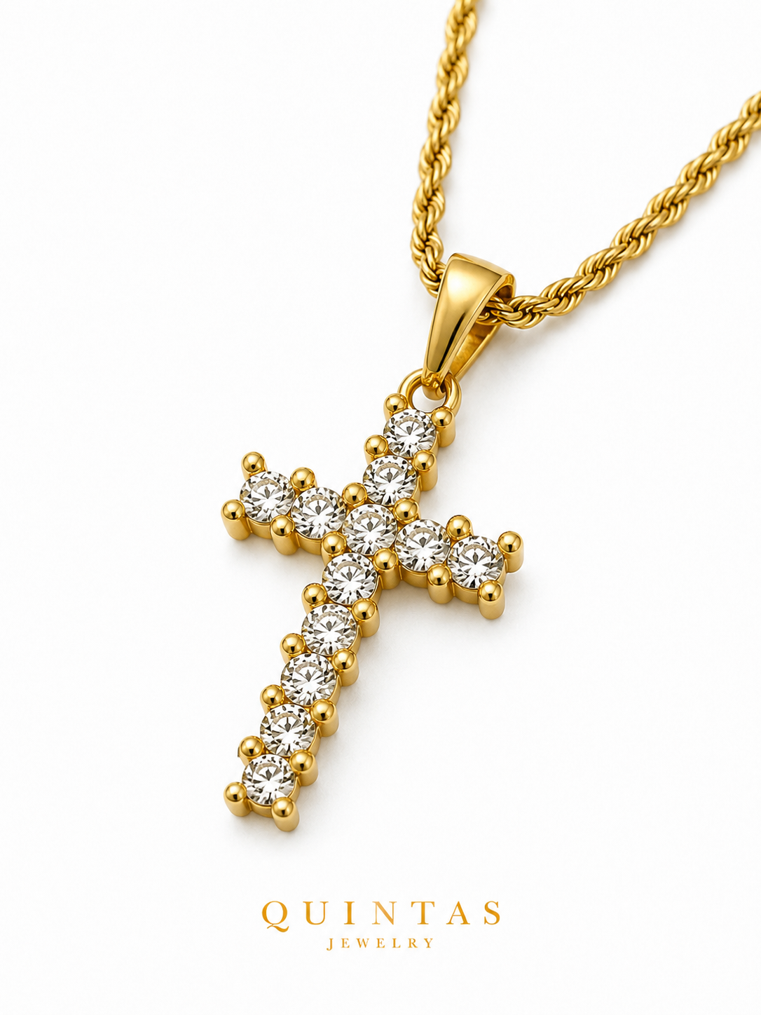 Iced Cross Rope Necklace