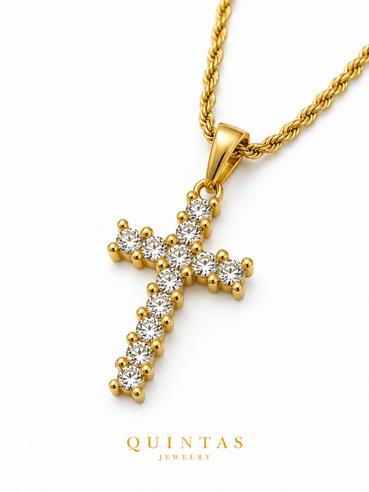 Iced Cross Rope Necklace