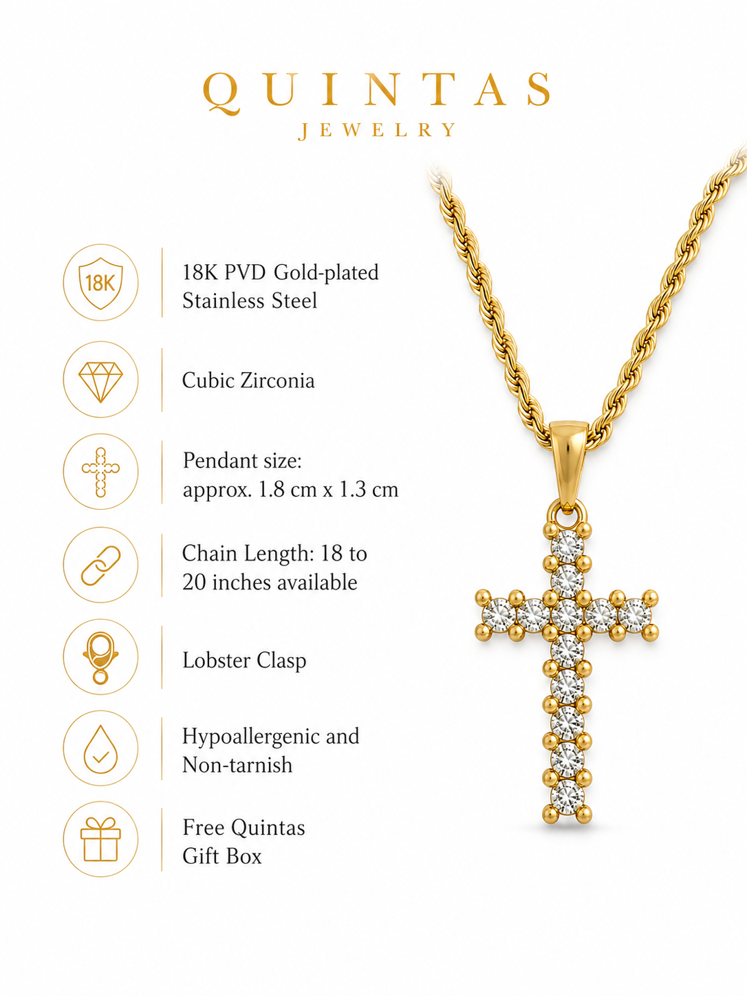 Iced Cross Rope Necklace