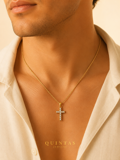 Iced Cross Rope Necklace