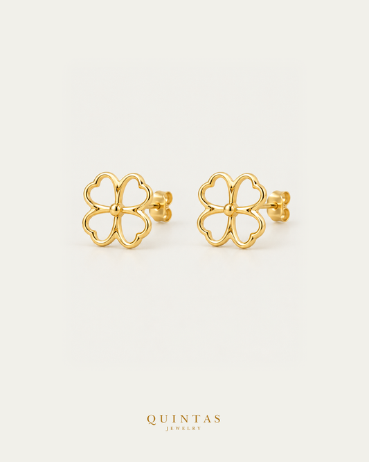 Clover Luck Stud Earrings pair, main angle with visible pushback stems