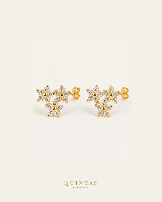 Estelle Flower Stud Earrings pair with visible pushback stems, main view