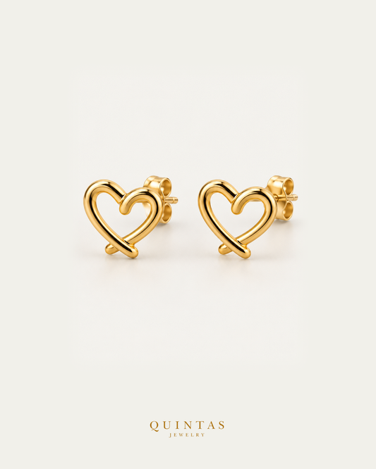 Lovie stud earrings pair, main angle with visible pushback stems on off-white