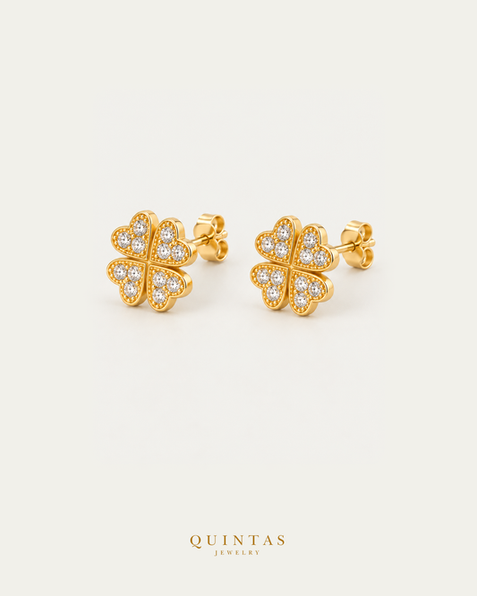 Lucky stud earrings pair hero view with visible butterfly pushback stems