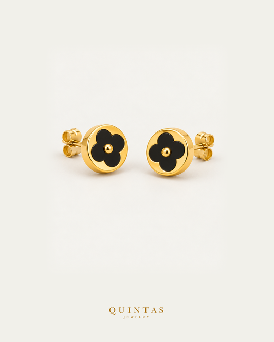 Midnight stud earrings pair hero view with visible butterfly pushback stems