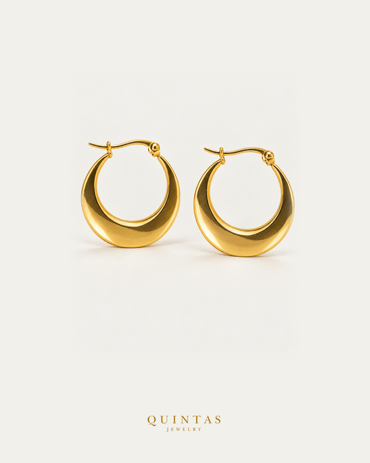 Nicola Hoop Earrings — matching pair standing complementary view, Quintas Jewelry