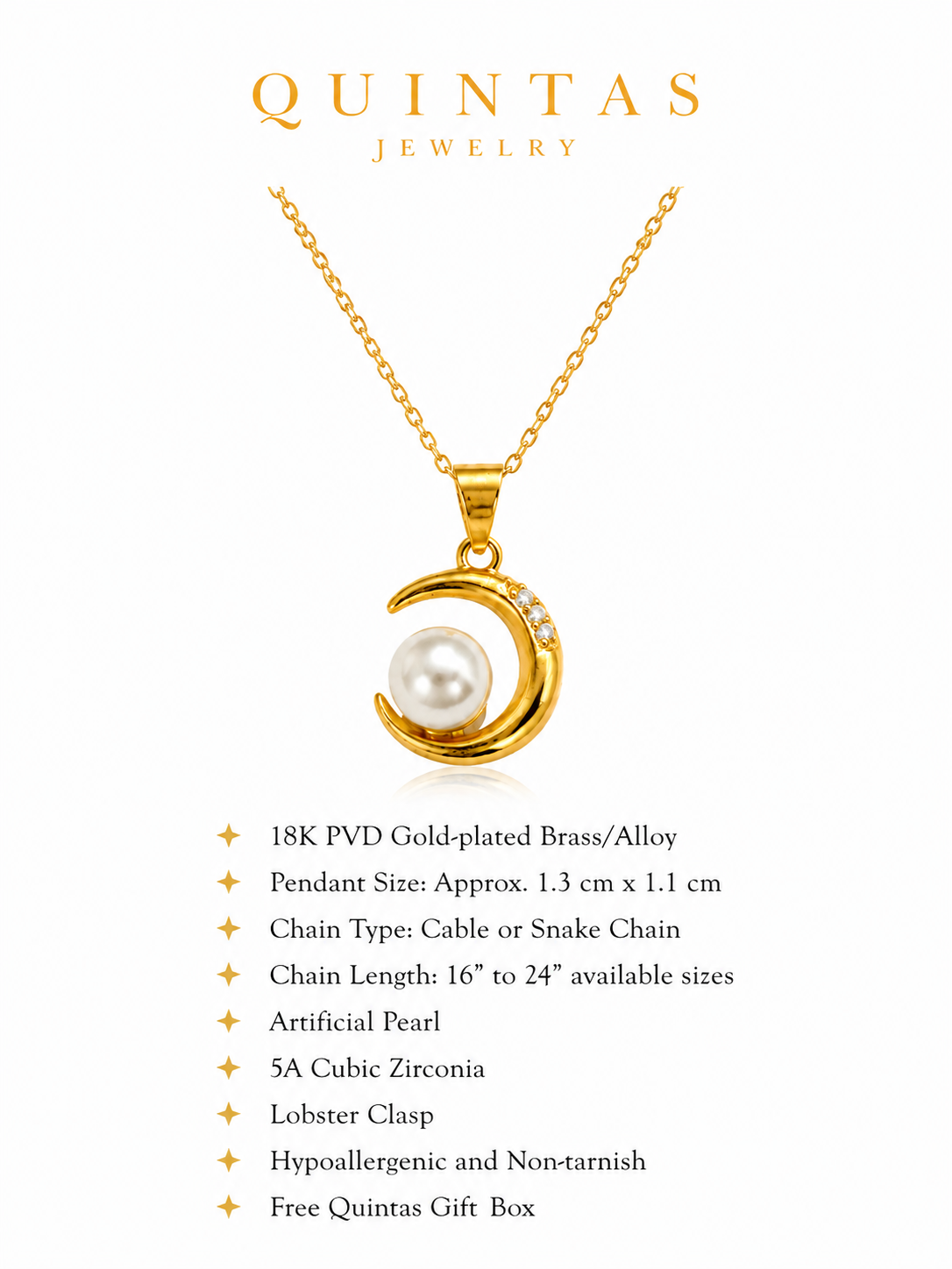 Selena Moon and Pearl Necklace