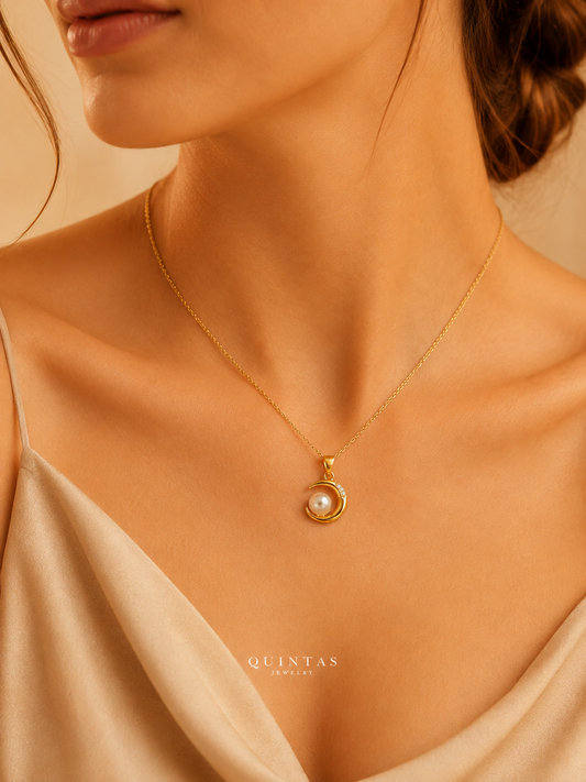 Selena Moon and Pearl Necklace
