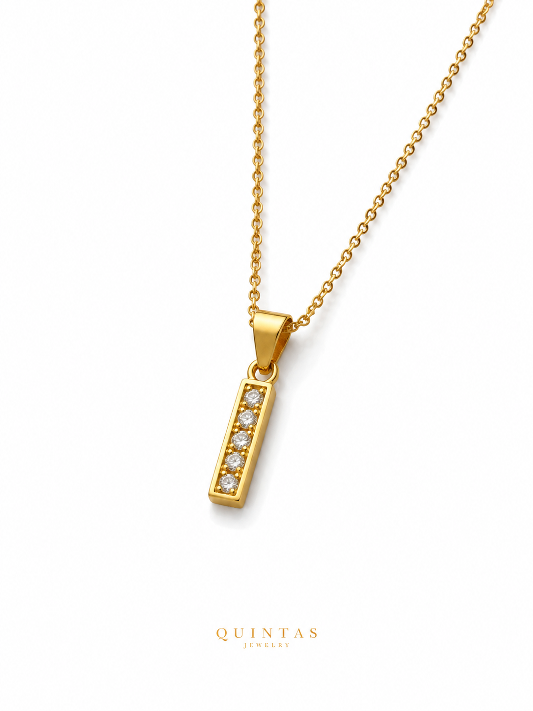 Gold Bar Charm Necklace