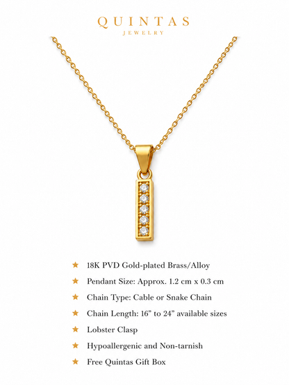 Gold Bar Charm Necklace