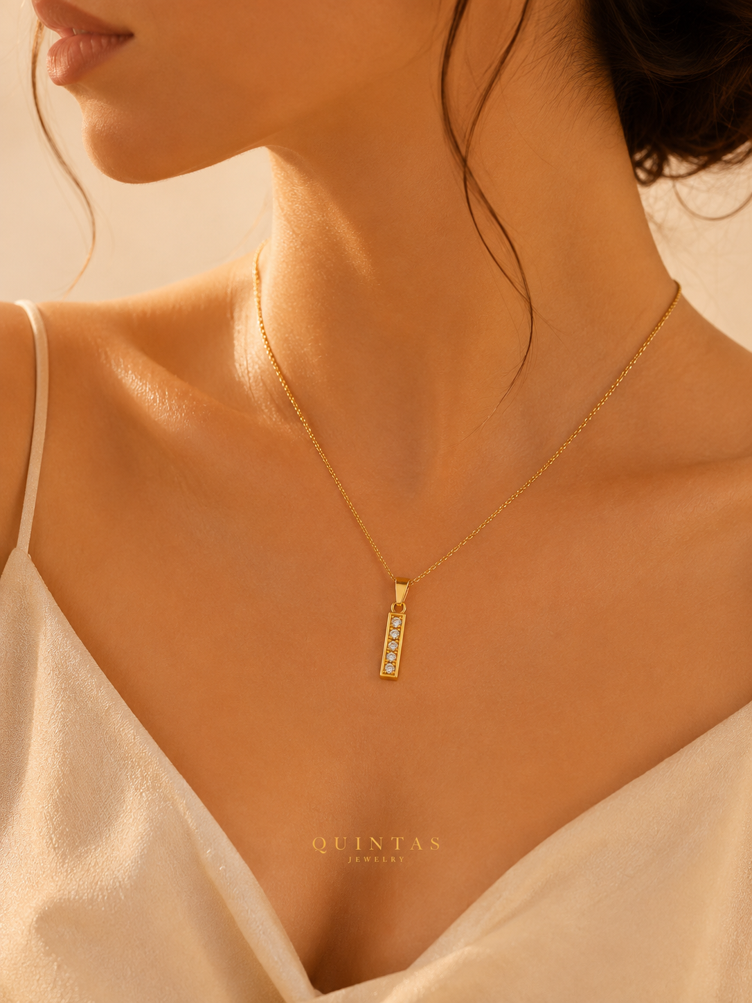 Gold Bar Charm Necklace