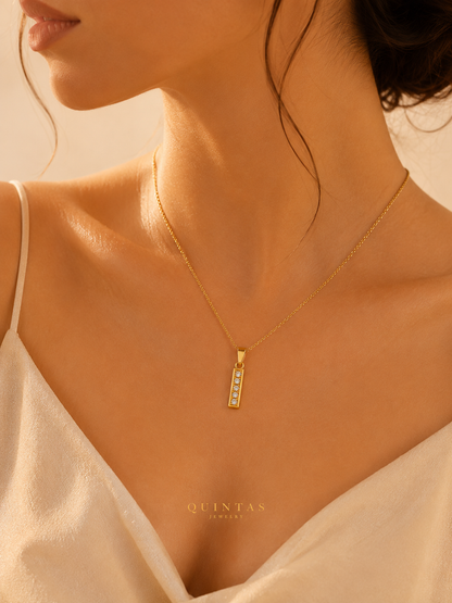 Gold Bar Charm Necklace