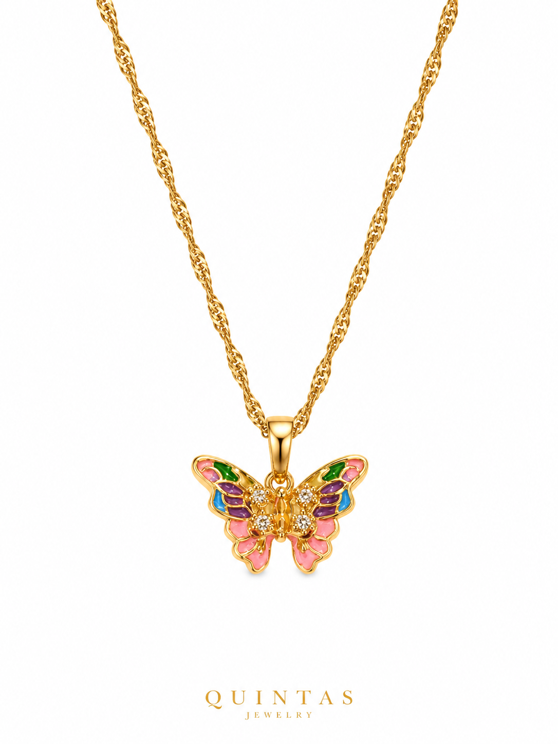 Rainbow Butterfly Necklace