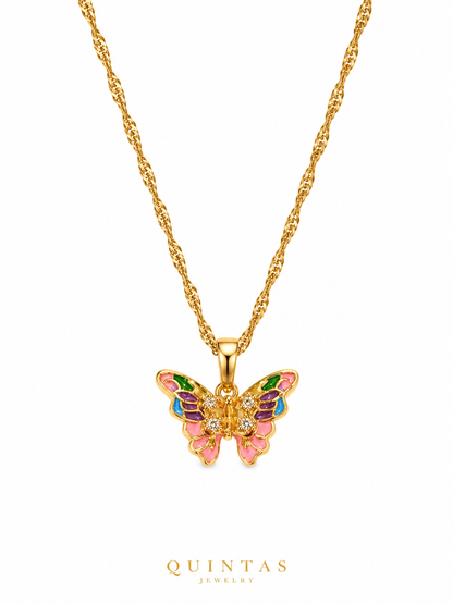 Rainbow Butterfly Necklace