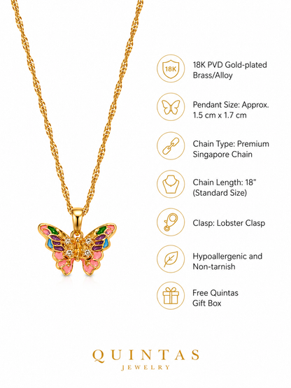 Rainbow Butterfly Necklace