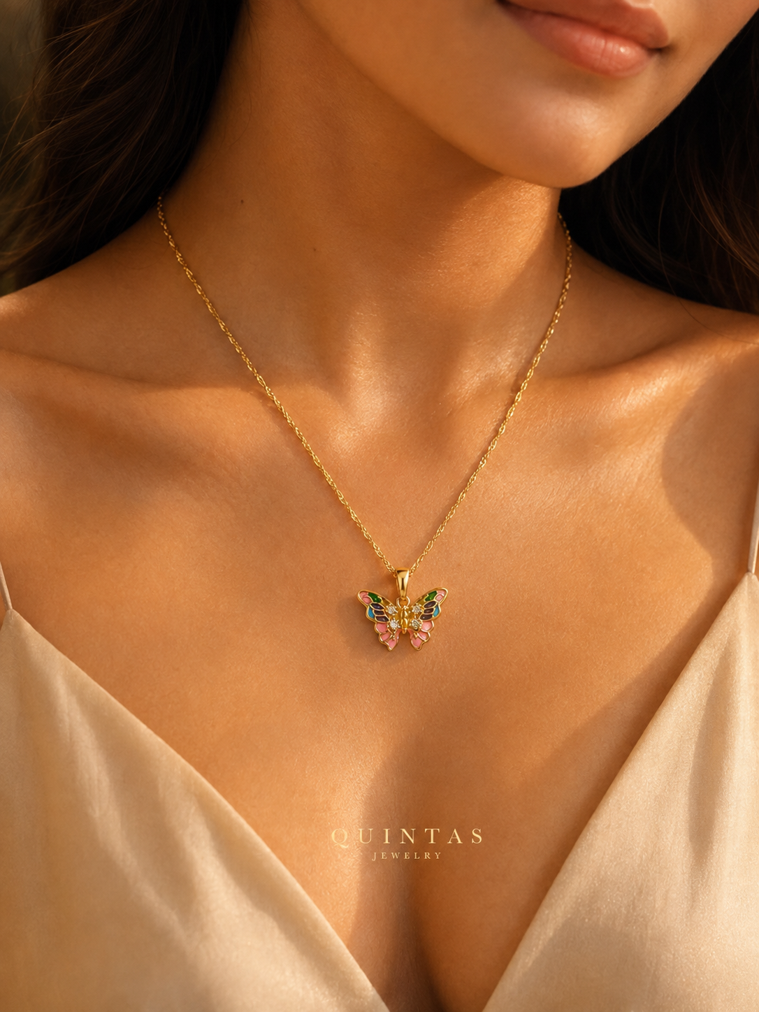 Rainbow Butterfly Necklace