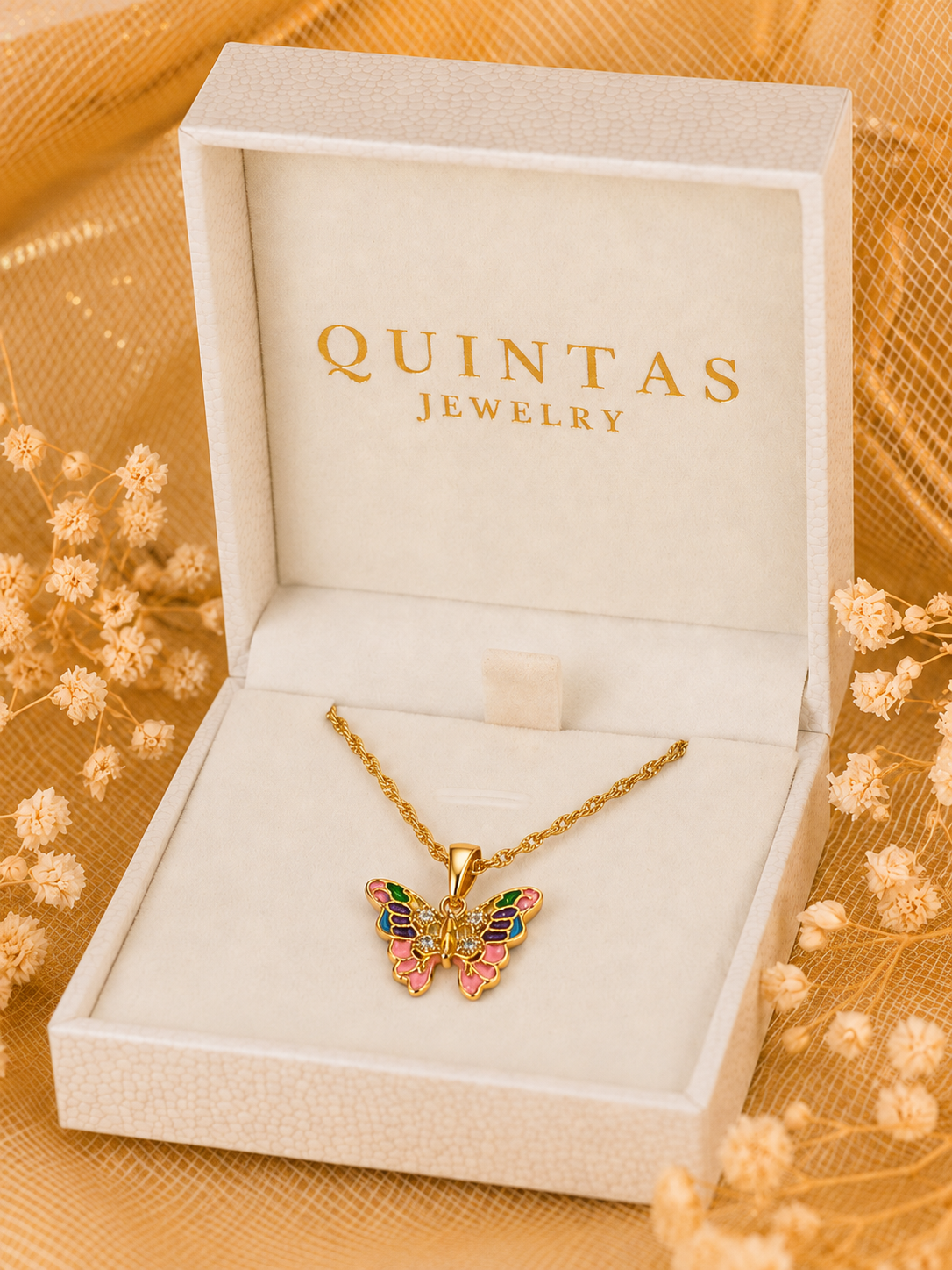 Rainbow Butterfly Necklace