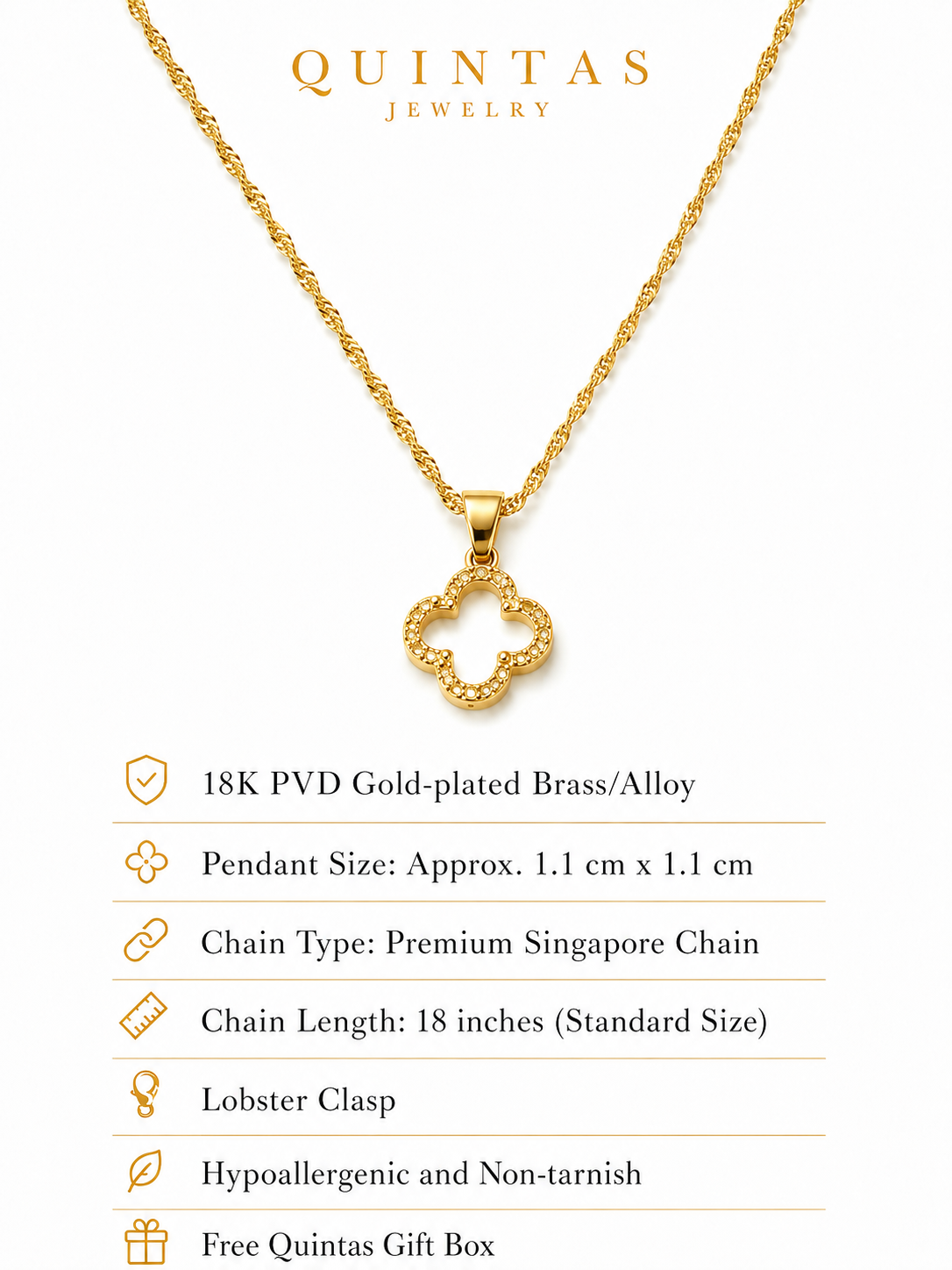 Golden Wish Clover Necklace