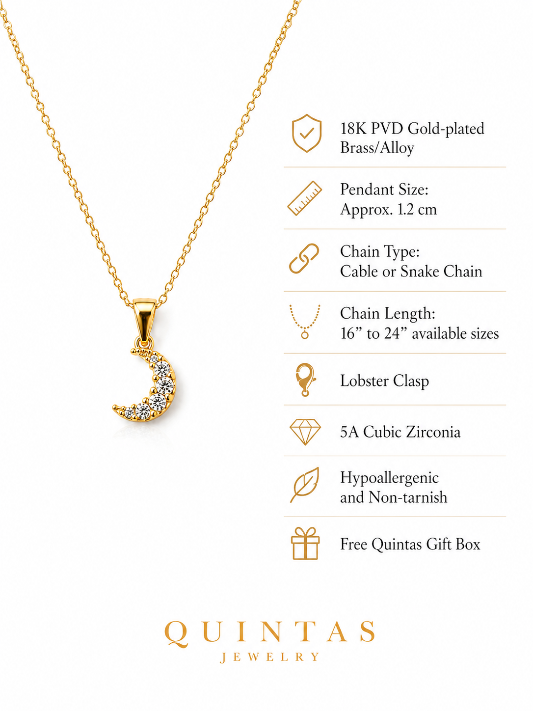 Cressida Crystal Moon Necklace