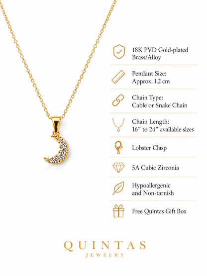 Cressida Crystal Moon Necklace