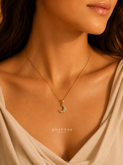 Cressida Crystal Moon Necklace