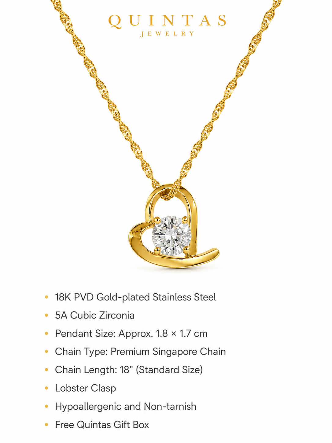Eternal Solitaire Heart Necklace
